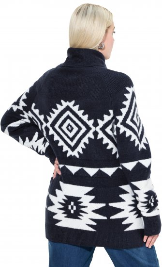Ulla Popken Aztec-Inspired Long Sleeve Turtleneck Sweater Navy - Hættetrøjer og sweatshirts - Bløde sweatshirts, hoodies & strik
