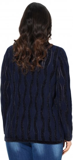 Ulla Popken Openwork Chenille Sweater Navy - Hættetrøjer og sweatshirts - 