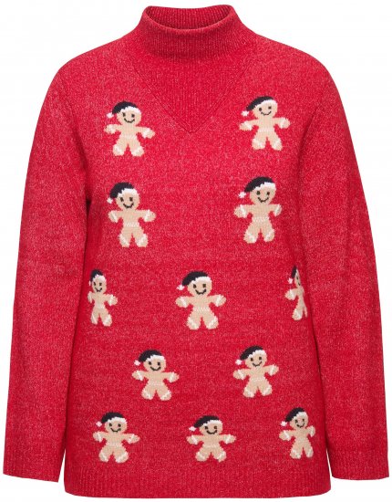 Ulla Popken Gingerbread Men Sweater Salsa Red - Hættetrøjer og sweatshirts - Bløde sweatshirts, hoodies & strik