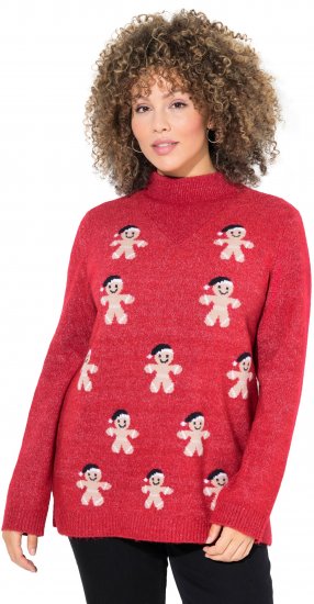 Ulla Popken Gingerbread Men Sweater Salsa Red - Hættetrøjer og sweatshirts - Bløde sweatshirts, hoodies & strik