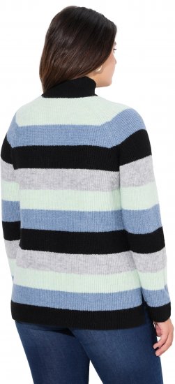 Ulla Popken Chunky Striped Turtleneck Sweater Mint Green - Hættetrøjer og sweatshirts - Bløde sweatshirts, hoodies & strik