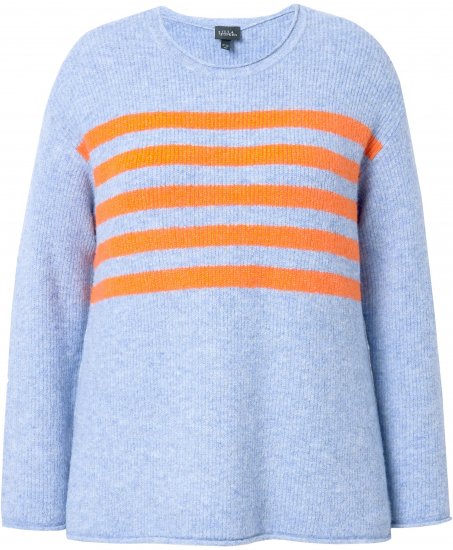 Ulla Popken Striped Long Sleeve Sweater Sky Blue - Hættetrøjer og sweatshirts - 