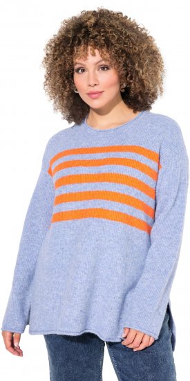 Ulla Popken Striped Long Sleeve Sweater Sky Blue - Hættetrøjer og sweatshirts - 