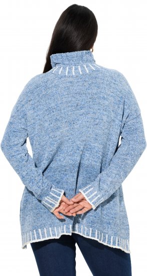 Ulla Popken Blanket Stitch Oversized Turtleneck Sweater Dove Blue - Hættetrøjer og sweatshirts - Bløde sweatshirts, hoodies & strik
