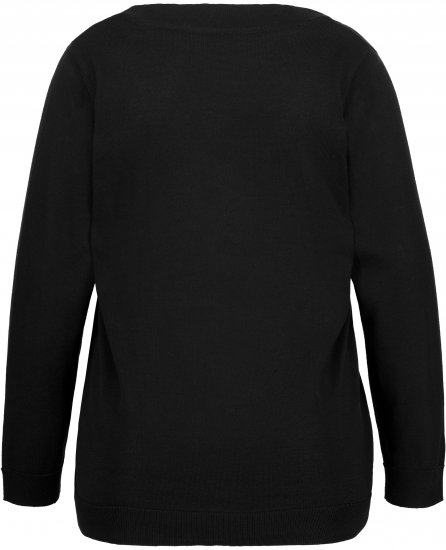 Ulla Popken Casual V-Neck Long Sleeve Sweater Black - Hættetrøjer og sweatshirts - Bløde sweatshirts, hoodies & strik