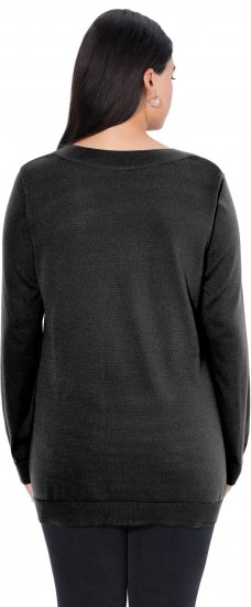 Ulla Popken Soft Fine Knit Pullover V-Neck Sweatshirt Black - Hættetrøjer og sweatshirts - Bløde sweatshirts, hoodies & strik