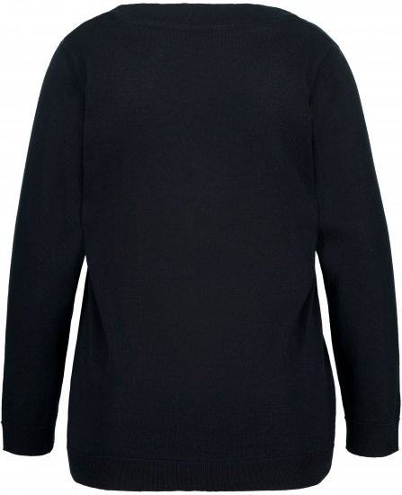 Ulla Popken Soft Fine Knit Pullover V-Neck Sweatshirt Marine - Hættetrøjer og sweatshirts - 