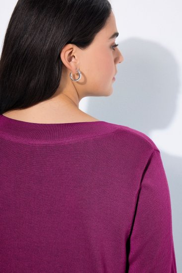 Ulla Popken Soft Fine Knit Pullover V-Neck Sweatshirt Dark Lilac - Hættetrøjer og sweatshirts - Bløde sweatshirts, hoodies & strik