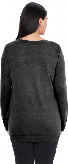 Ulla Popken Casual V-Neck Long Sleeve Sweater Black - Hættetrøjer og sweatshirts - Bløde sweatshirts, hoodies & strik