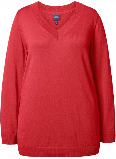 Ulla Popken Casual V-Neck Long Sleeve Sweater Salsa - Hættetrøjer og sweatshirts - 