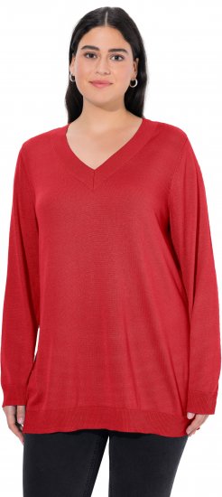 Ulla Popken Casual V-Neck Long Sleeve Sweater Salsa - Hættetrøjer og sweatshirts - 