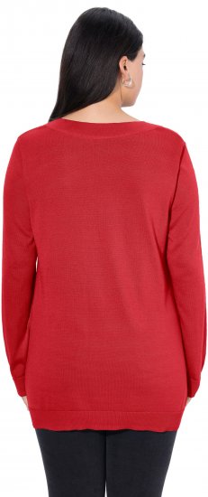 Ulla Popken Casual V-Neck Long Sleeve Sweater Salsa - Hættetrøjer og sweatshirts - 