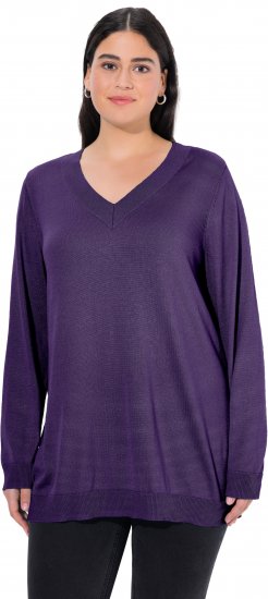 Ulla Popken Casual V-Neck Long Sleeve Sweater Deep Violet - Hættetrøjer og sweatshirts - 
