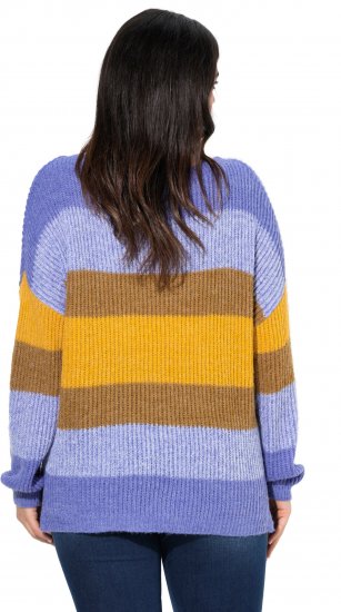Ulla Popken Colorful Chunky Striped Sweater Lavender - Hættetrøjer og sweatshirts - 