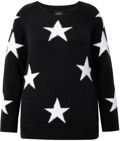 Ulla Popken Glitter Stars Soft Knit Sweater Black - Hættetrøjer og sweatshirts - 