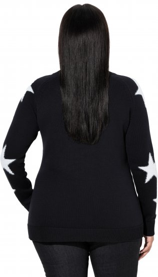 Ulla Popken Glitter Stars Soft Knit Sweater Black - Hættetrøjer og sweatshirts - 