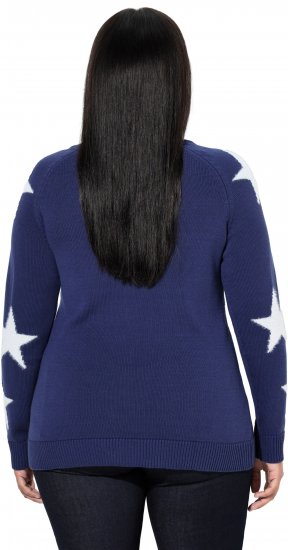 Ulla Popken Glitter Stars Soft Knit Sweater Blue - Hættetrøjer og sweatshirts - Bløde sweatshirts, hoodies & strik