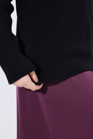 Ulla Popken Turtleneck Sweater with Ribbed Inserts Black - Hættetrøjer og sweatshirts - Bløde sweatshirts, hoodies & strik