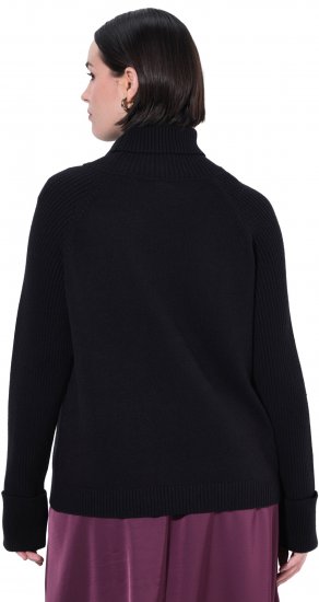 Ulla Popken Turtleneck Sweater with Ribbed Inserts Black - Hættetrøjer og sweatshirts - 