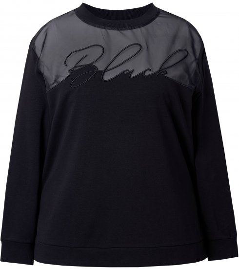 Ulla Popken Tulle Panel Sweatshirt Black - Hættetrøjer og sweatshirts - Bløde sweatshirts, hoodies & strik