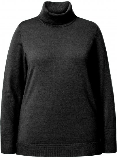Ulla Popken Turtleneck Ribbed Trim Long Sleeve Sweater Black - Hættetrøjer og sweatshirts - 