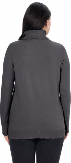 Ulla Popken Turtleneck Ribbed Trim Long Sleeve Sweater Charcoal Grey Melange - Hættetrøjer og sweatshirts - Bløde sweatshirts, hoodies & strik