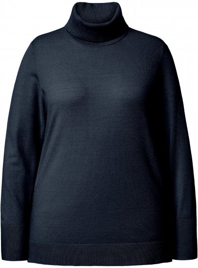 Ulla Popken Turtleneck Ribbed Trim Long Sleeve Sweater Navy - Hættetrøjer og sweatshirts - Bløde sweatshirts, hoodies & strik