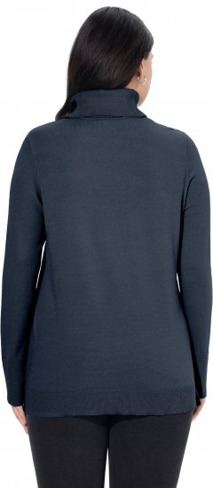 Ulla Popken Turtleneck Ribbed Trim Long Sleeve Sweater Navy - Hættetrøjer og sweatshirts - Bløde sweatshirts, hoodies & strik