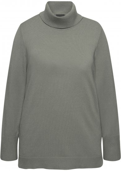 Ulla Popken Turtleneck Ribbed Trim Long Sleeve Sweater Grey - Hættetrøjer og sweatshirts - 
