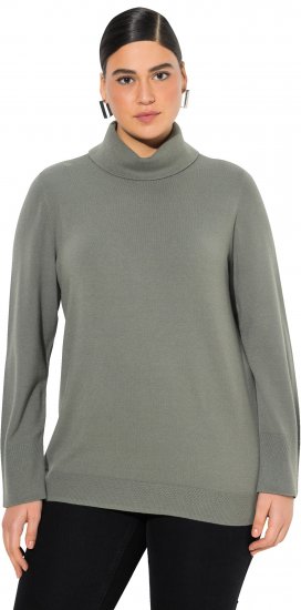 Ulla Popken Turtleneck Ribbed Trim Long Sleeve Sweater Grey - Hættetrøjer og sweatshirts - 