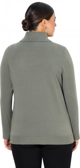 Ulla Popken Turtleneck Ribbed Trim Long Sleeve Sweater Grey - Hættetrøjer og sweatshirts - 