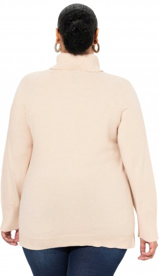 Ulla Popken Turtleneck Ribbed Trim Long Sleeve Sweater Nature Melange - Hættetrøjer og sweatshirts - Bløde sweatshirts, hoodies & strik