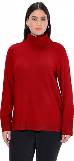 Ulla Popken Turtleneck Ribbed Trim Long Sleeve Sweater Salsa Red - Hættetrøjer og sweatshirts - 