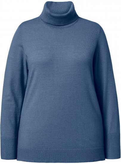 Ulla Popken Turtleneck Ribbed Trim Long Sleeve Sweater Atlantic Blue - Hættetrøjer og sweatshirts - 