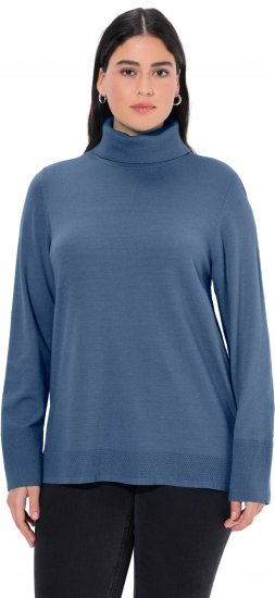 Ulla Popken Turtleneck Ribbed Trim Long Sleeve Sweater Atlantic Blue - Hættetrøjer og sweatshirts - 