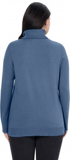 Ulla Popken Turtleneck Ribbed Trim Long Sleeve Sweater Atlantic Blue - Hættetrøjer og sweatshirts - 
