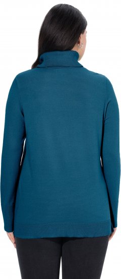 Ulla Popken Turtleneck Ribbed Trim Long Sleeve Sweater Cerulean - Hættetrøjer og sweatshirts - 