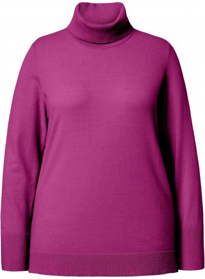 Ulla Popken Turtleneck Ribbed Trim Long Sleeve Sweater Berry - Hættetrøjer og sweatshirts - 
