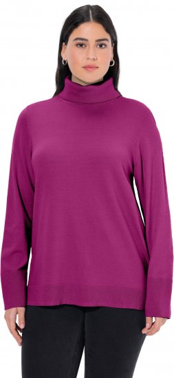 Ulla Popken Turtleneck Ribbed Trim Long Sleeve Sweater Berry - Hættetrøjer og sweatshirts - 