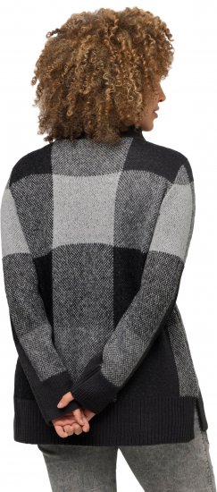 Ulla Popken Grand Check Long Sleeve Sweater Charcoal Grey Melange - Hættetrøjer og sweatshirts - Bløde sweatshirts, hoodies & strik