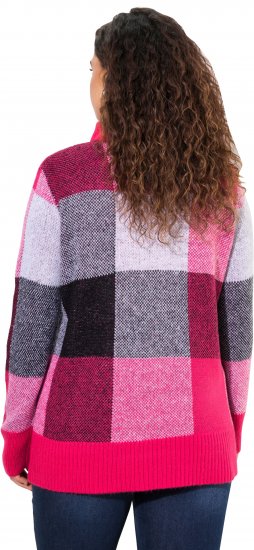 Ulla Popken Grand Check Long Sleeve Sweater Red Pink - Hættetrøjer og sweatshirts - 