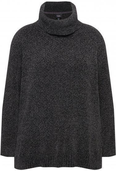 Ulla Popken Soft Textured Chenille Oversized Fit Sweater Graphite Grey - Hættetrøjer og sweatshirts - 