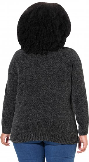 Ulla Popken Soft Textured Chenille Oversized Fit Sweater Graphite Grey - Hættetrøjer og sweatshirts - 