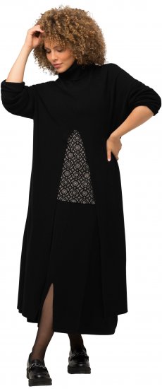 Ulla Popken Long Turtleneck Duster Sweater Black - Hættetrøjer og sweatshirts - 