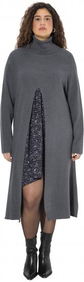 Ulla Popken Long Turtleneck Duster Sweater Graphite Grey - Hættetrøjer og sweatshirts - Bløde sweatshirts, hoodies & strik