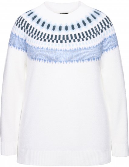Ulla Popken Norwegian-Inspired Long Sleeve Knit Sweater Snow White - Hættetrøjer og sweatshirts - Bløde sweatshirts, hoodies & strik