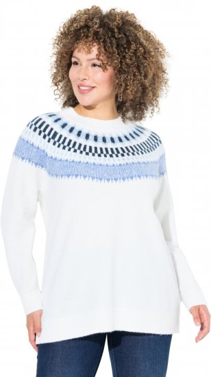 Ulla Popken Norwegian-Inspired Long Sleeve Knit Sweater Snow White - Hættetrøjer og sweatshirts - Bløde sweatshirts, hoodies & strik