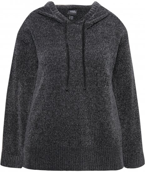 Ulla Popken Chenille Knit Hoodie Graphite Grey - Hættetrøjer og sweatshirts - 
