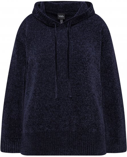 Ulla Popken Chenille Knit Hoodie Navy - Hættetrøjer og sweatshirts - Bløde sweatshirts, hoodies & strik