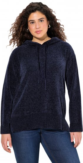 Ulla Popken Chenille Knit Hoodie Navy - Hættetrøjer og sweatshirts - Bløde sweatshirts, hoodies & strik